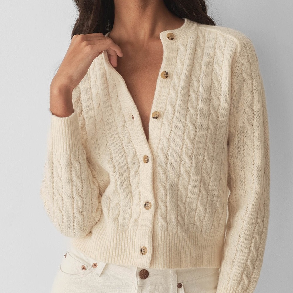 DOEN Penrose Cardigan in Sea Salt S NWOT
